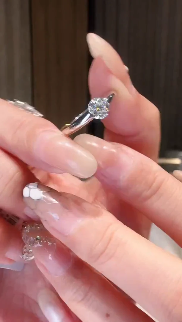 铂Pt950镶嵌戒指钻石AY0408-PT-  1克拉胖胖