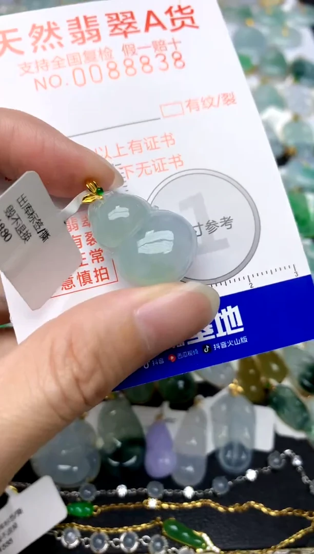 颈饰18K金镶嵌翡翠天然A货翡翠