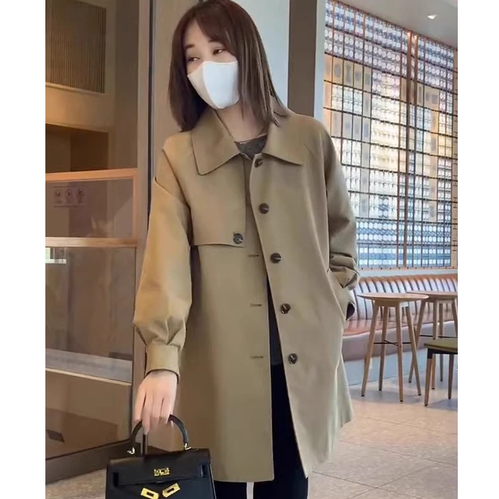休闲气质风衣外套女中长款2025新款春秋季韩版宽松显瘦小个子大衣