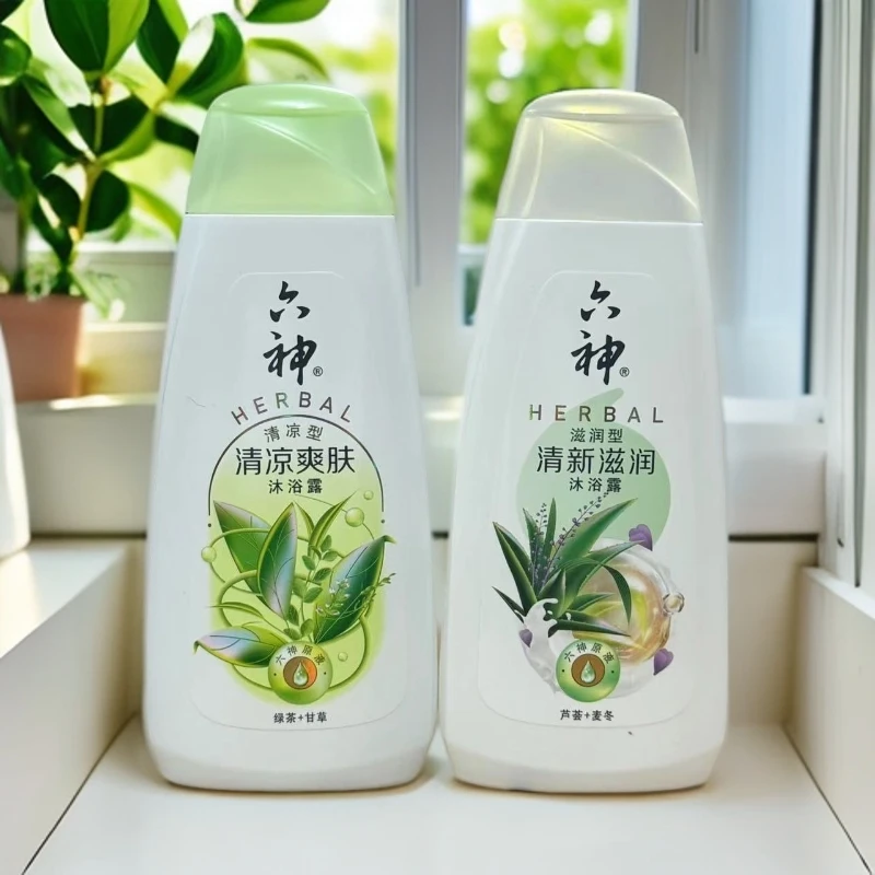 Liushen/六神清新滋润芦荟麦冬清凉爽肤绿茶甘草男女洗澡沐浴液