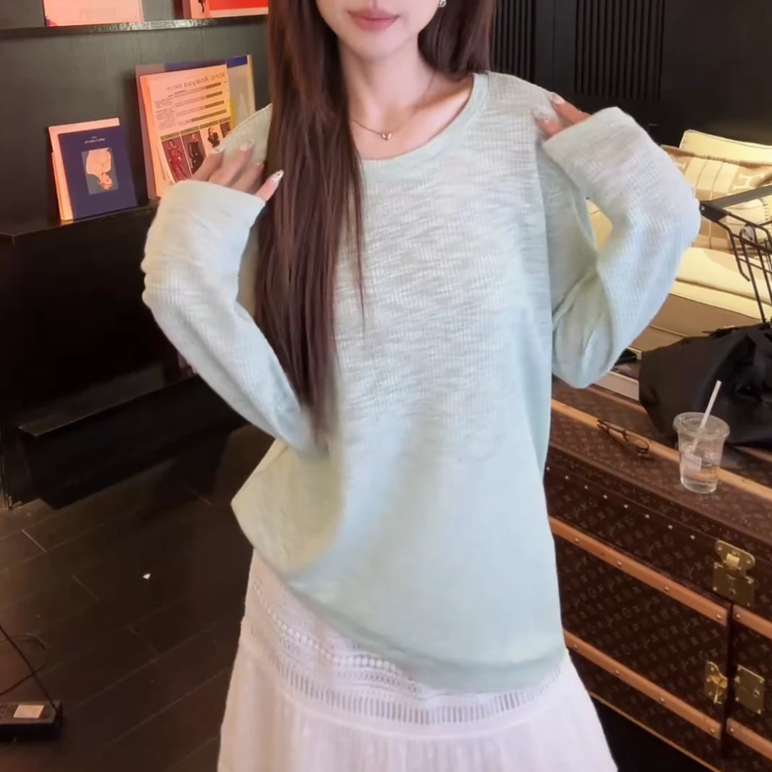 长岛冰茶2025夏季新款短袖显瘦冰凉透气坑条防晒T上衣女LK2504247