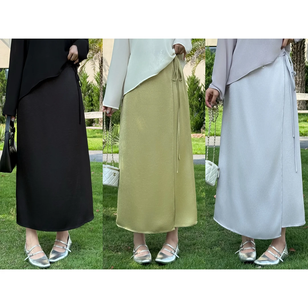 李潇洒【花漾裙摆】微胖大码女夏时尚气质缎面百搭半裙ZY506F21