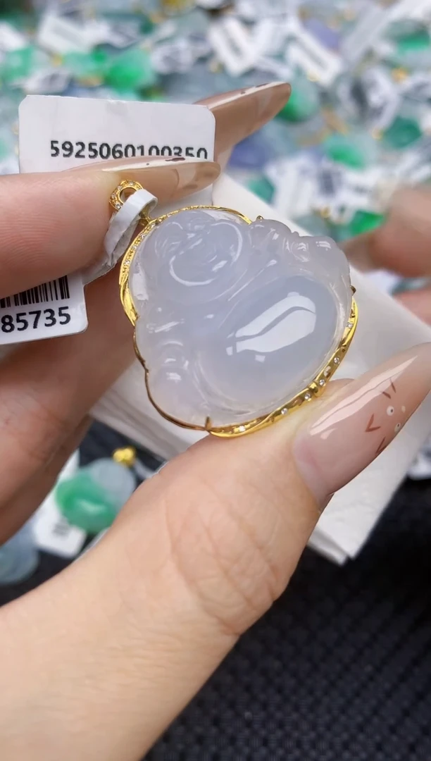 翡翠18K金镶嵌颈饰419   天然翡翠A货
