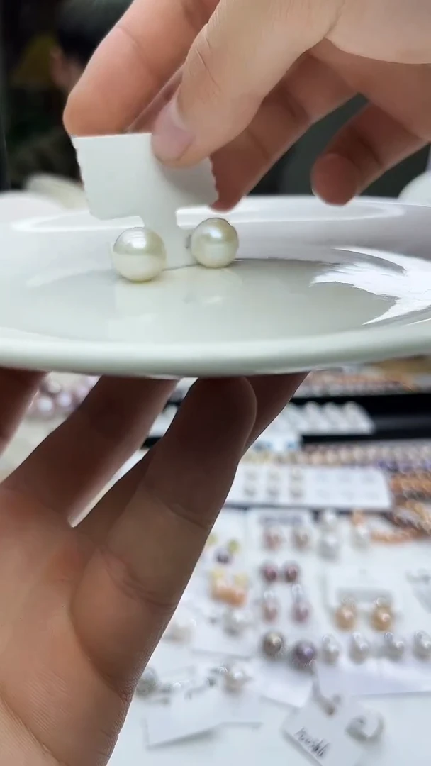 未镶嵌耳饰淡水珍珠白色系13-14mm素钉