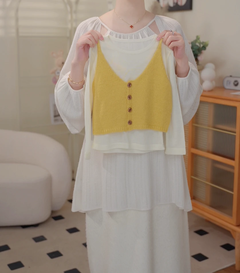 【现货】2025春季韩版儿童吊带针织马甲内搭套装时尚25316