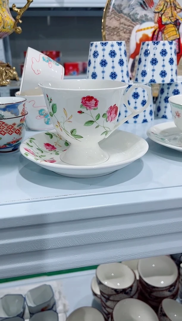 瓷片陶瓷瓷片（简装）咖啡杯碟一套