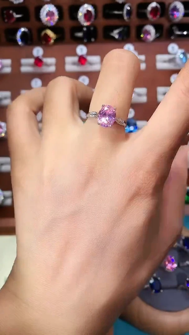 银S925镶嵌戒指碧玺810白