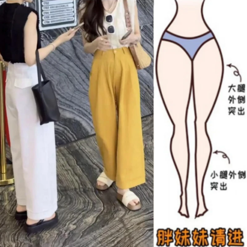 溪溪家2025秋季新款胖mm梨型身材休闲洋气窄版遮胯高腰阔腿九分裤
