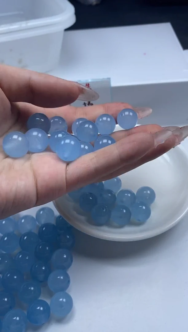 玛瑙/玉髓颈饰未镶嵌w1783海蓝宝玛瑙14mm*5颗