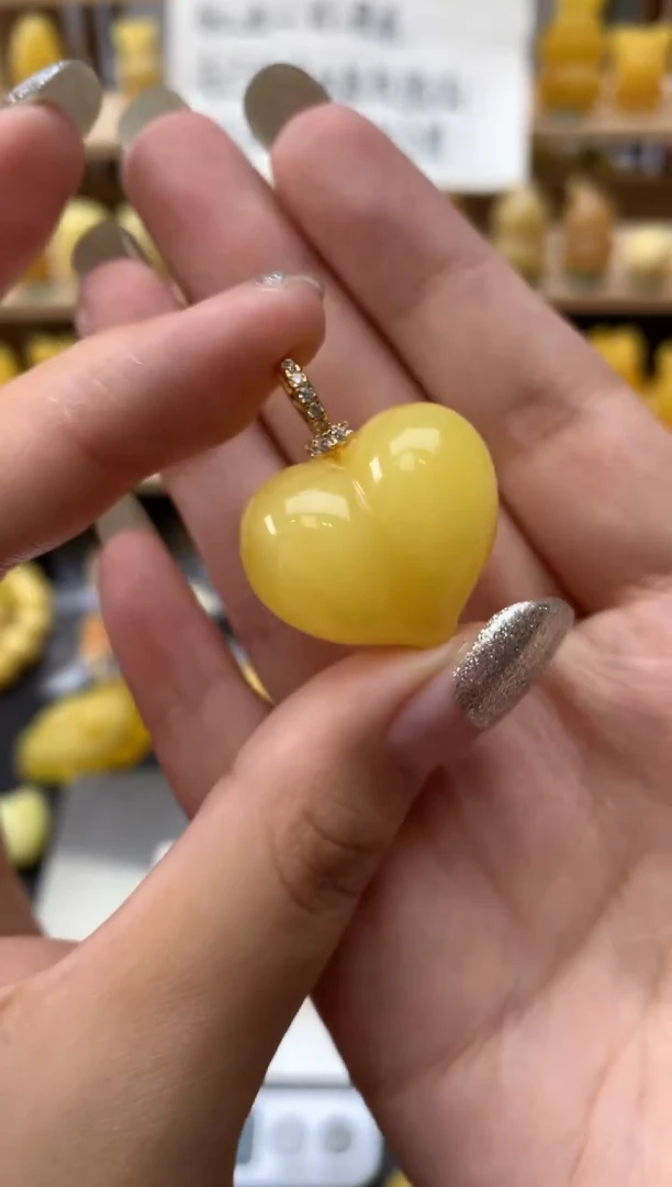 银S925镶嵌琥珀珠宝奇石046琥珀蜜蜡微瑕