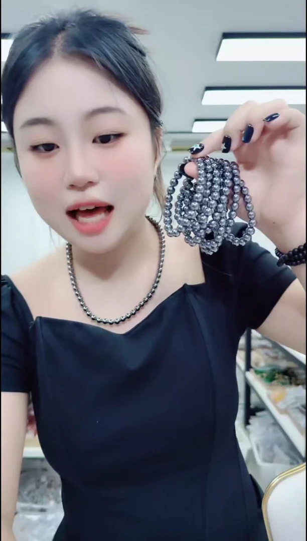 玛瑙/玉髓颈饰合金2963圆珠手串