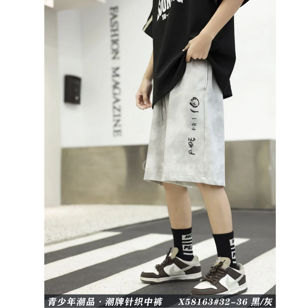 【58163-灰色】青少年夏季潮牌针织中裤