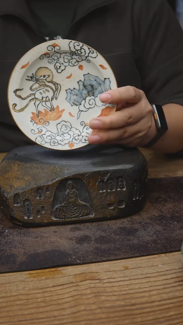 甘石陶艺青花手绘814