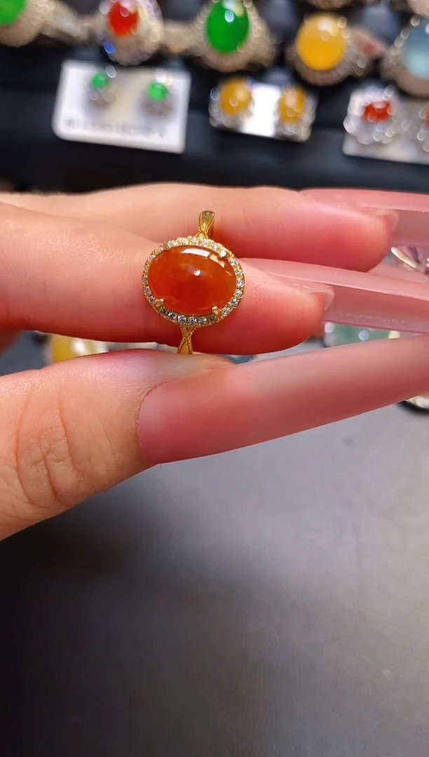 银S925镶嵌翡翠耳饰天然