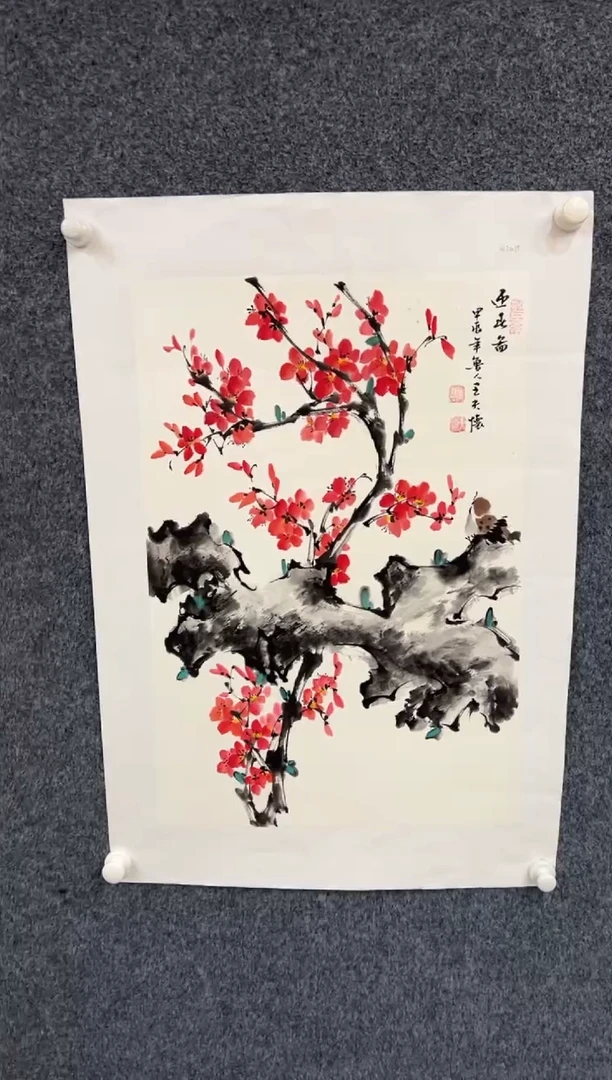 【闪购商品】国画1.26-王夫怀-四尺三开花鸟-008
