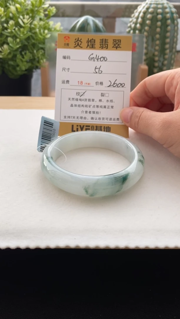 未镶嵌手镯翡翠56.1圈口 编码G400