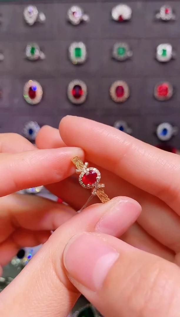 【闪购商品】红宝石18k金戒指18K金镶嵌1