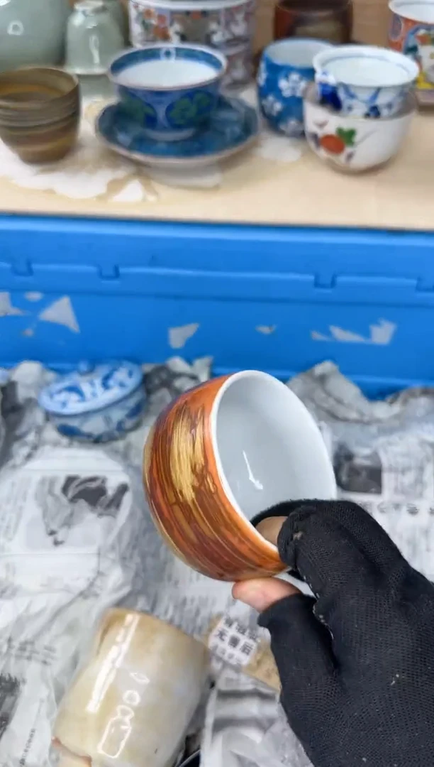 茶杯紫砂猫*907淘艺中古瓷器满18米包邮