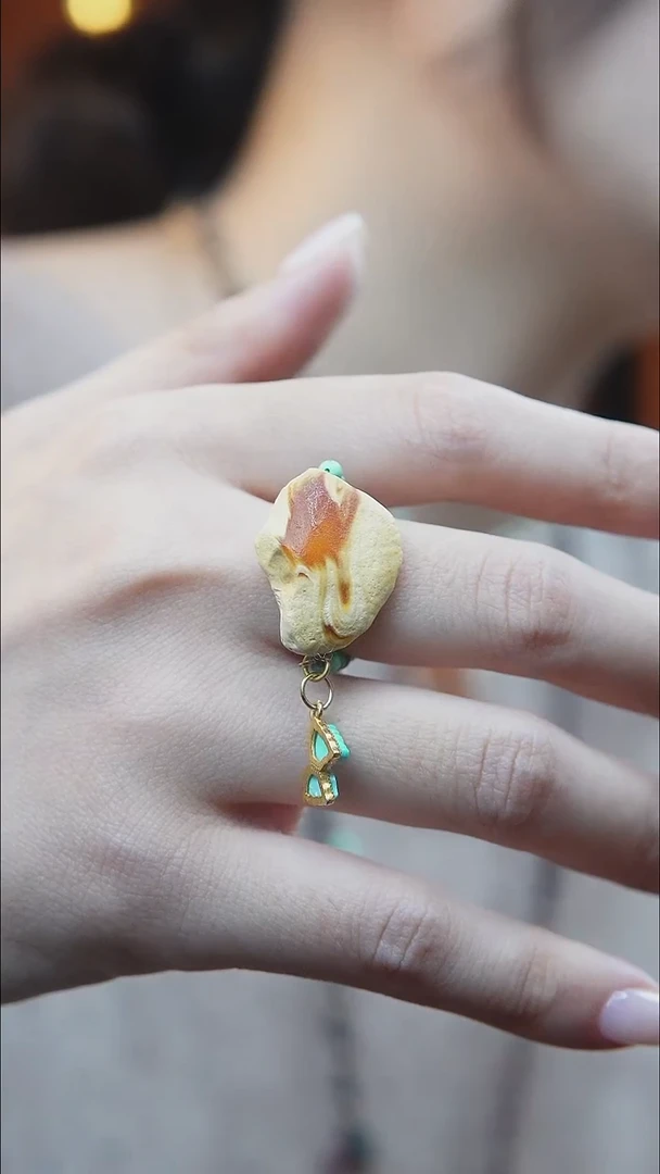 裸石蜜蜡未镶嵌*戒指设计款*蜜蜡原石戒指*