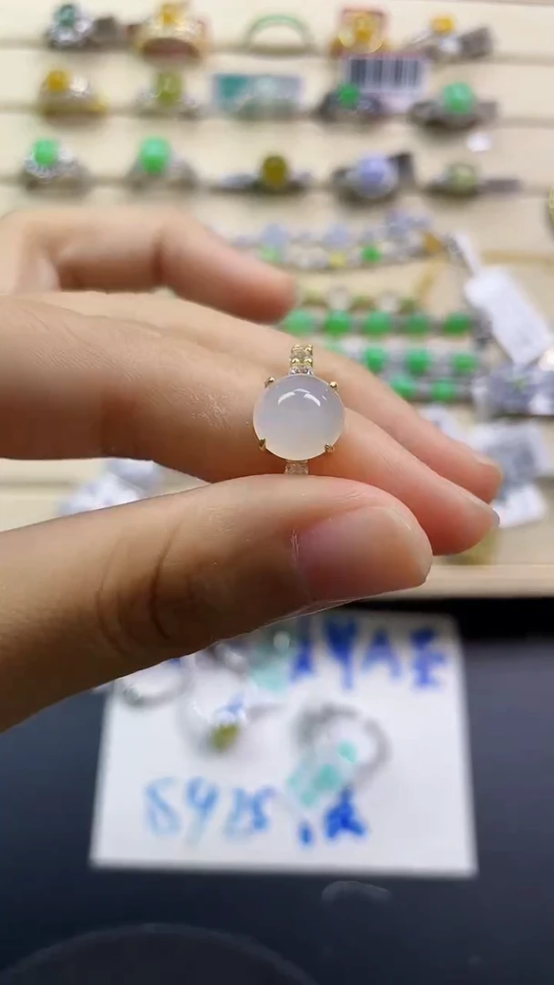 银S925镶嵌戒指翡翠翡翠 蛋面 银S925镶嵌