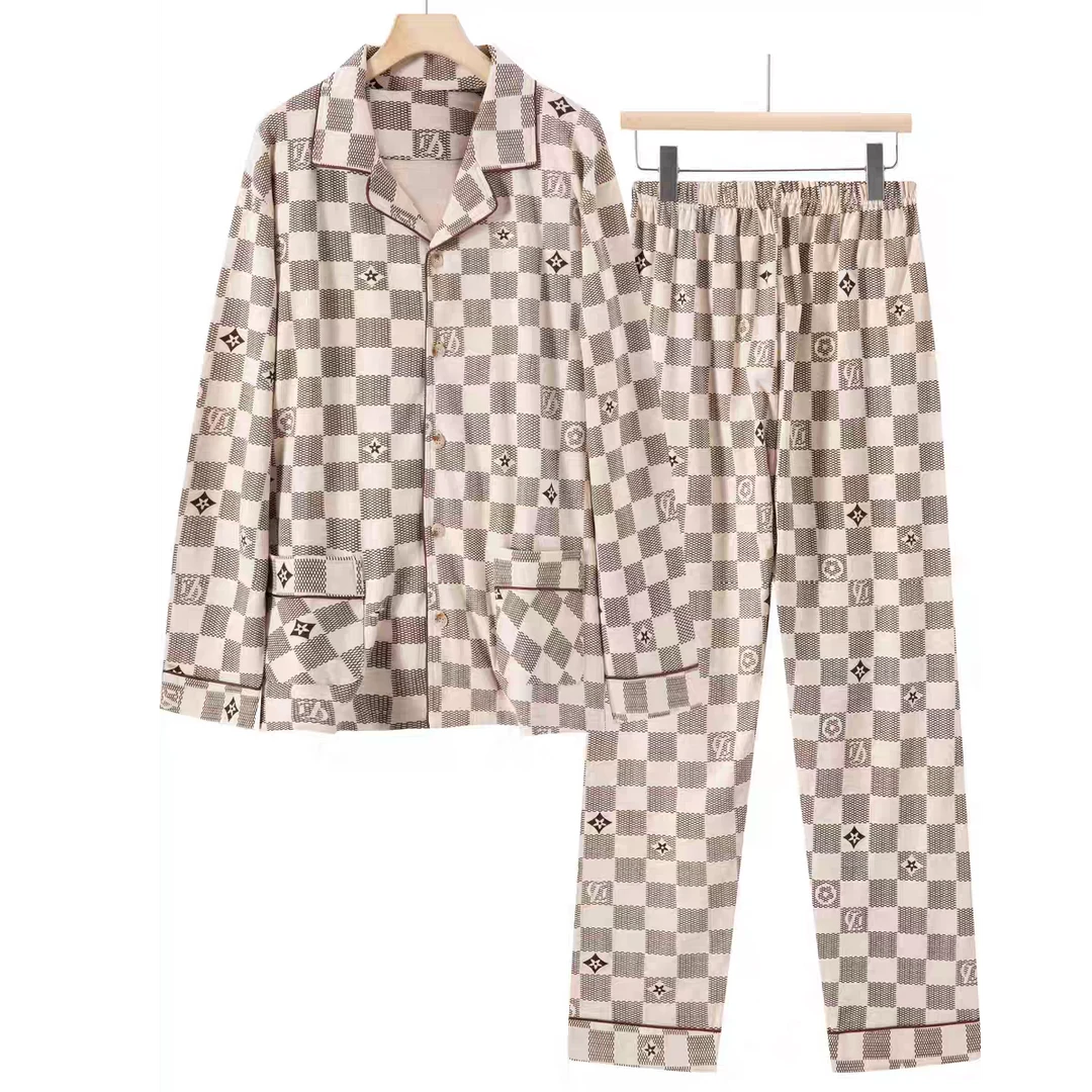 秋冬款新疆彩棉男士长袖开衫家居服套装  纯棉男士印花睡衣