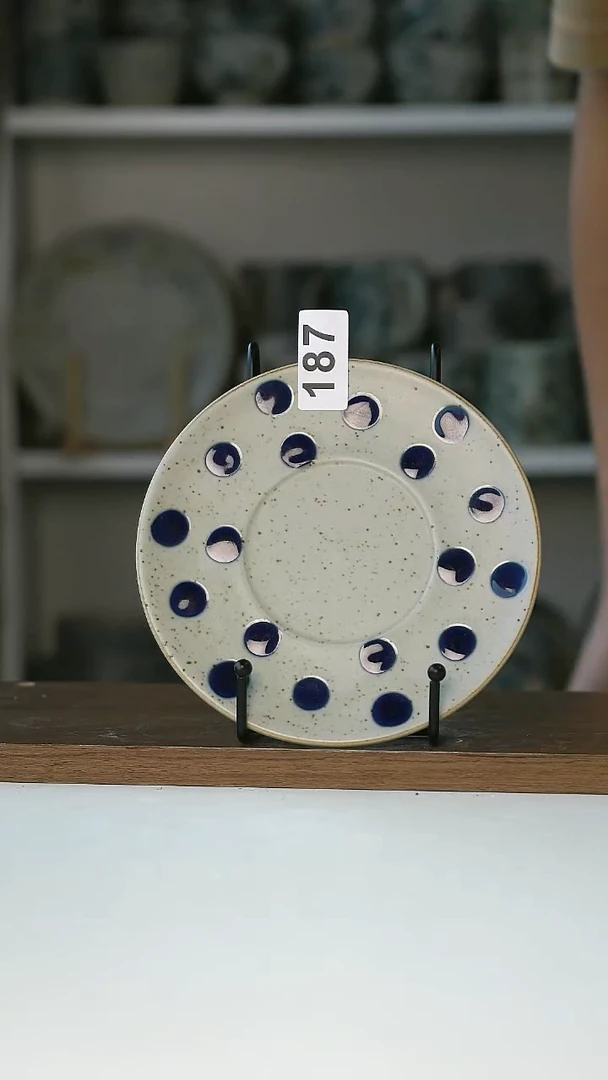 187微瑕粗陶蓝宝石定制碟16cm@4-2@