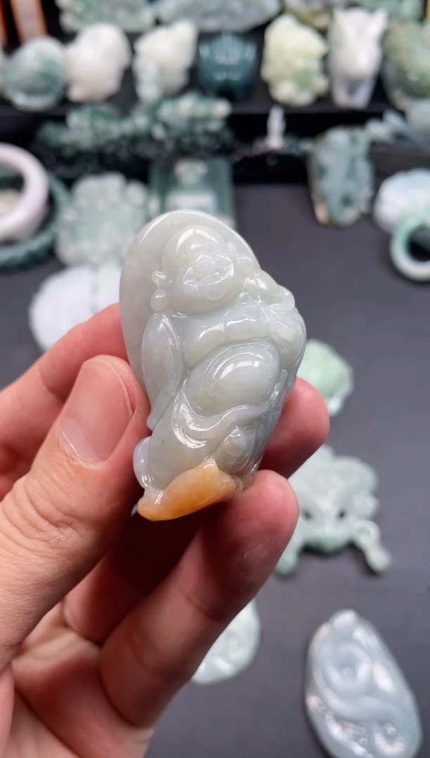 颈饰未镶嵌翡翠1  天然翡翠a货  弥勒佛