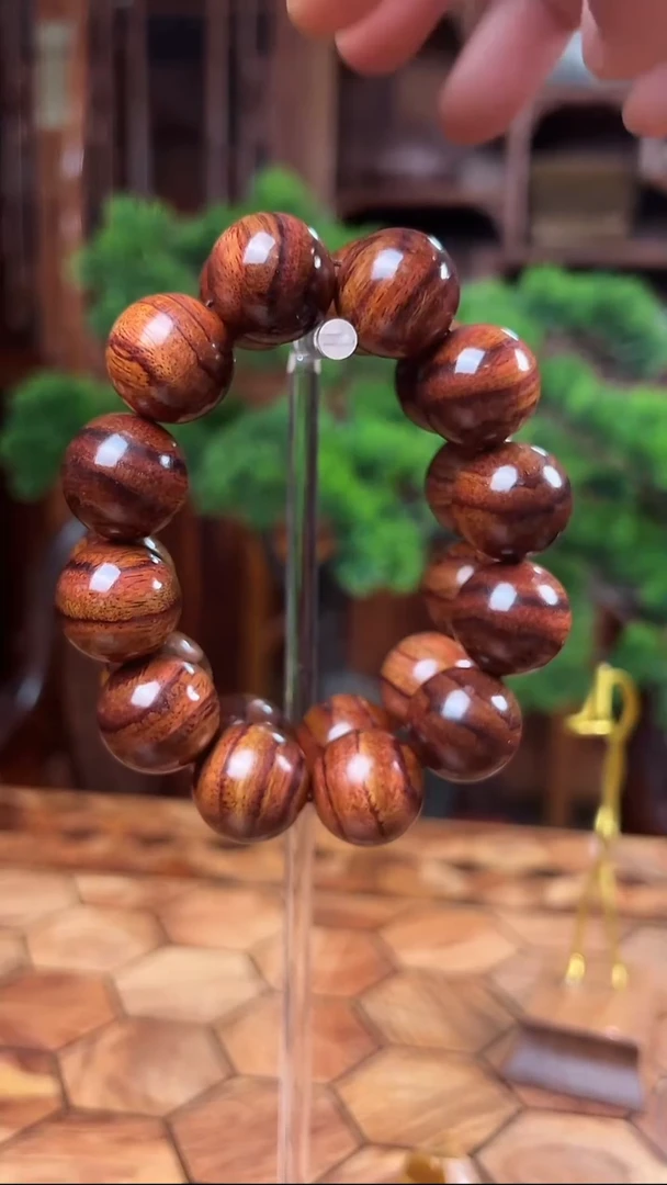 手串/手链黄花梨/降香黄檀保真海黄2.0 正宗虎皮纹油梨料