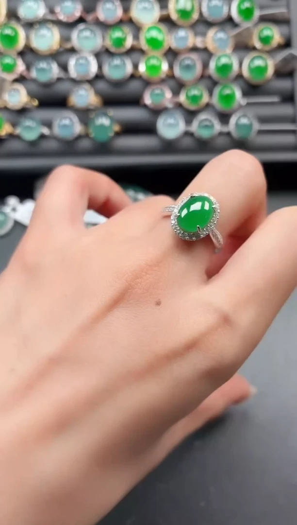 银S925镶嵌戒指翡翠11111