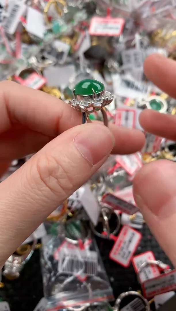 银S925镶嵌戒指翡翠3333----3