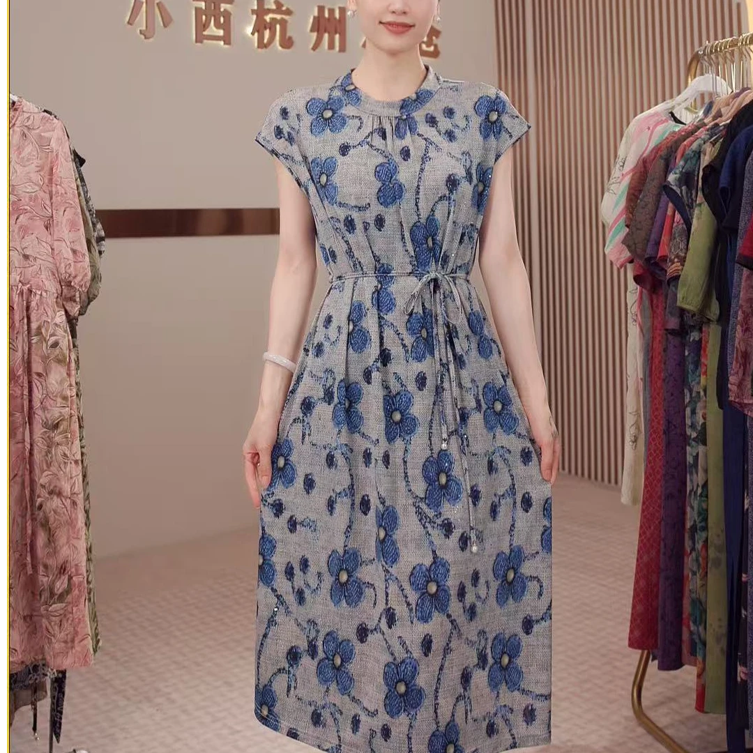 【黄小西】复古提花收腰连衣裙高端轻奢气质减龄中长款女裙184