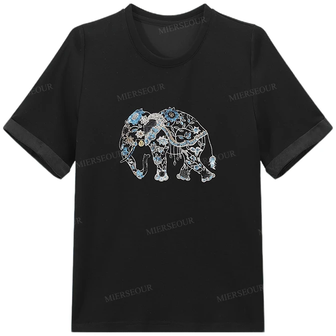 【封后轻奢设计】【归屿】百搭空气感刺绣T恤短袖2060