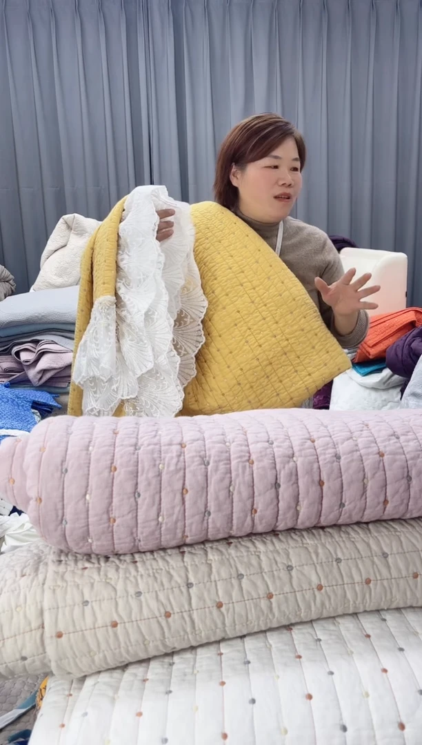 棉黄色米粒绣2.45*2.65纯棉