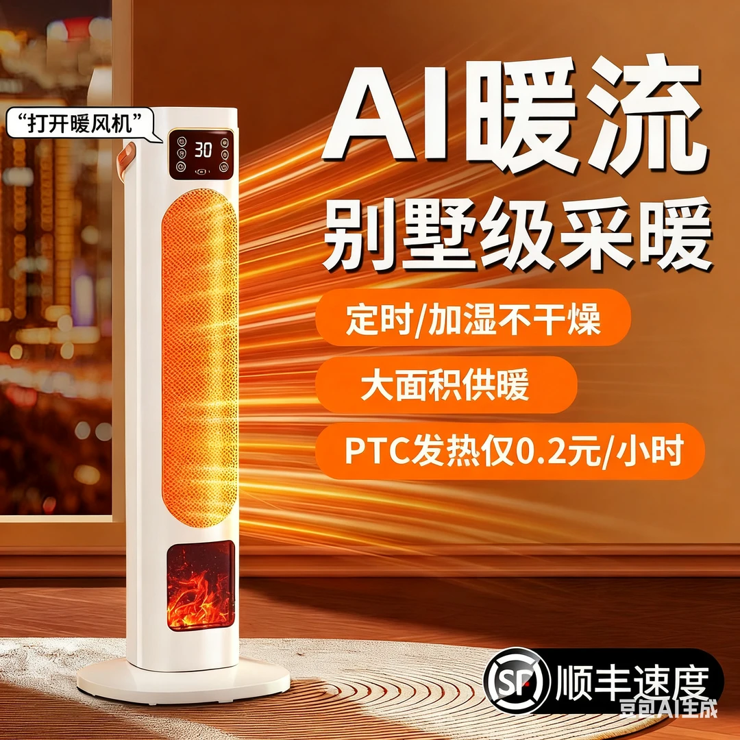 2025新款暖风机加湿取暖器家用节能省电石墨烯暖气全屋大面积神器