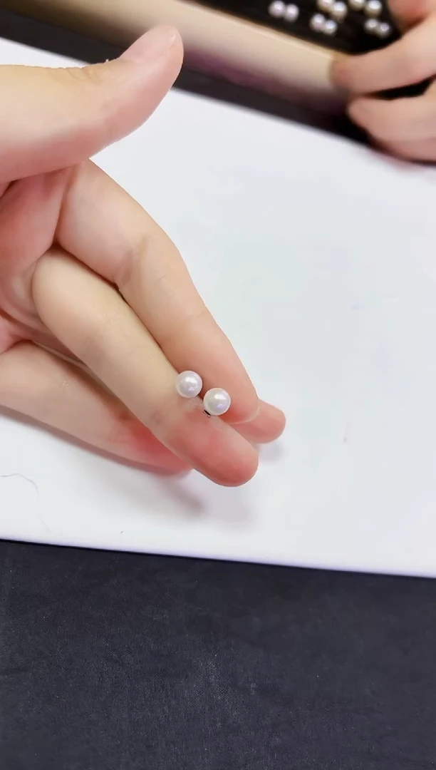 银S925镶嵌耳饰淡水珍珠耳钉6