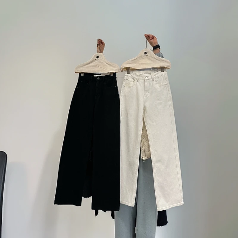 2025高腰显瘦春款直筒牛仔裤女宽松百搭阔腿拖地长裤休闲韩版