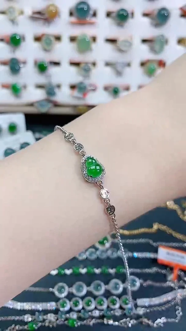 银S925镶嵌手链翡翠天然翡翠