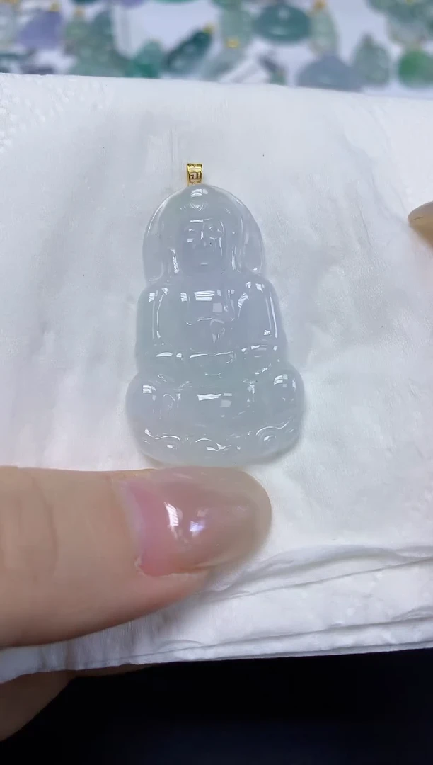 翡翠18K金镶嵌颈饰天然缅甸翡翠A货