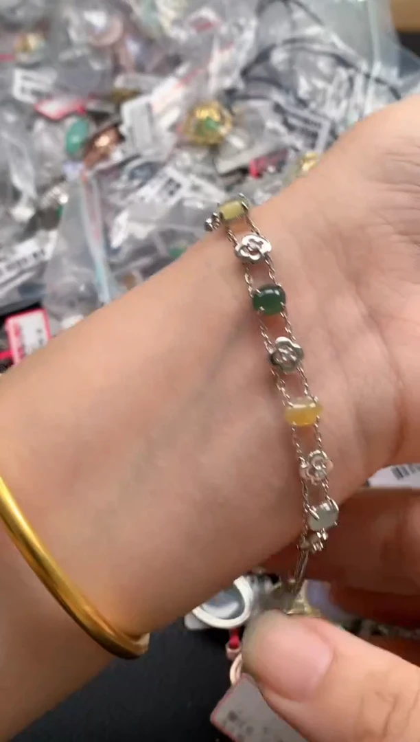 翡翠戒指银S925镶嵌天然A货缅甸翡翠