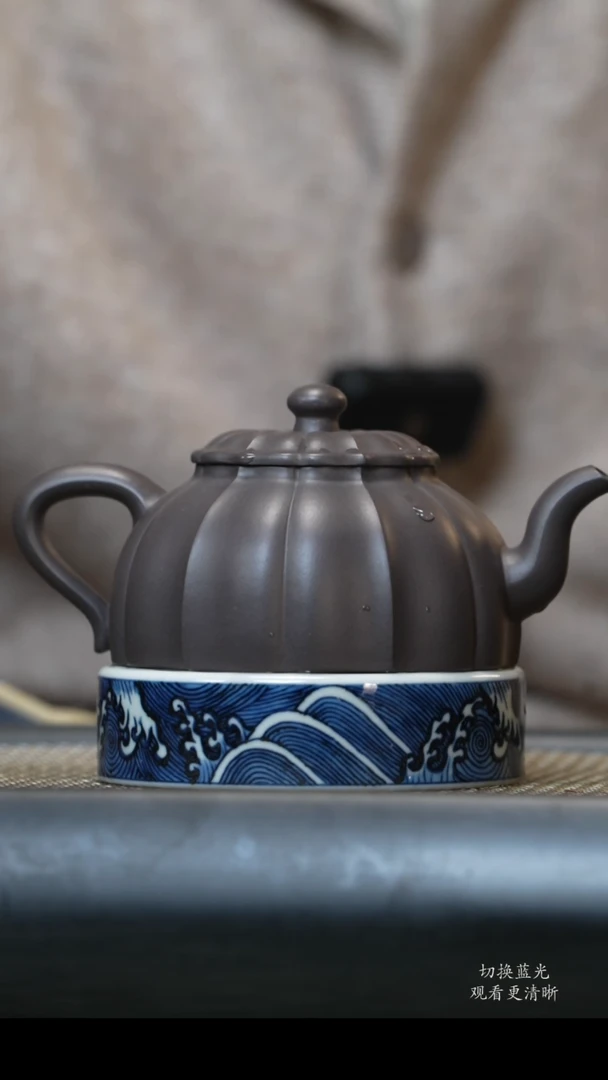【闪购商品】紫砂茶壶青灰紫泥颈纹器