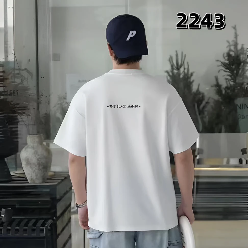 高品质趣味简约刺绣痞帅男夏季短袖t恤男圆领宽松休闲百搭