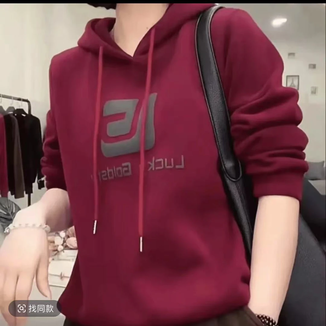 2025春季薄款连帽卫衣减龄时尚休闲百搭显瘦洋气气质上衣潮带帽