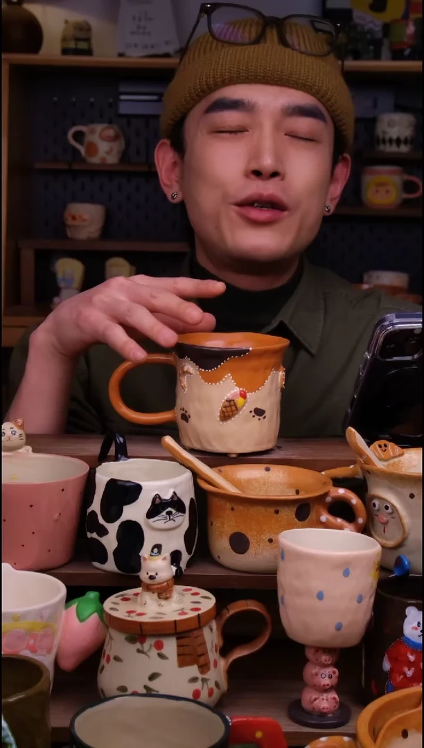 杯子陶景德镇可爱设计师款陶瓷