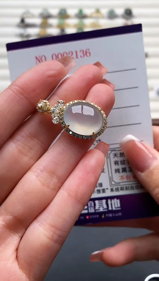 银S925镶嵌戒指翡翠555555+1