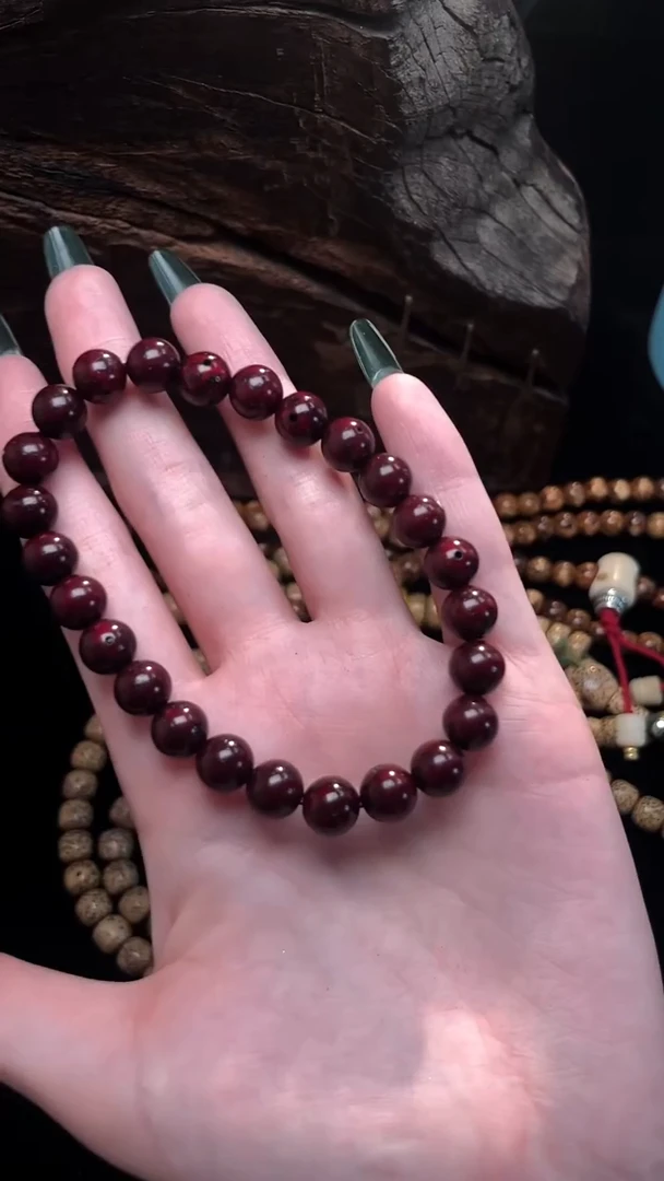 手串星月菩提朱砂供正圆银标款手串