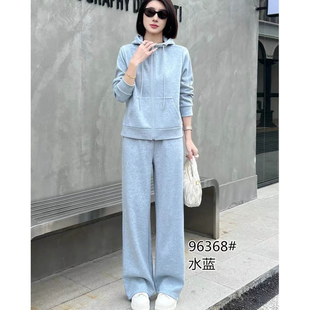 【早春新款】时尚休闲薄款减龄运动套装开衫连帽两件套百搭