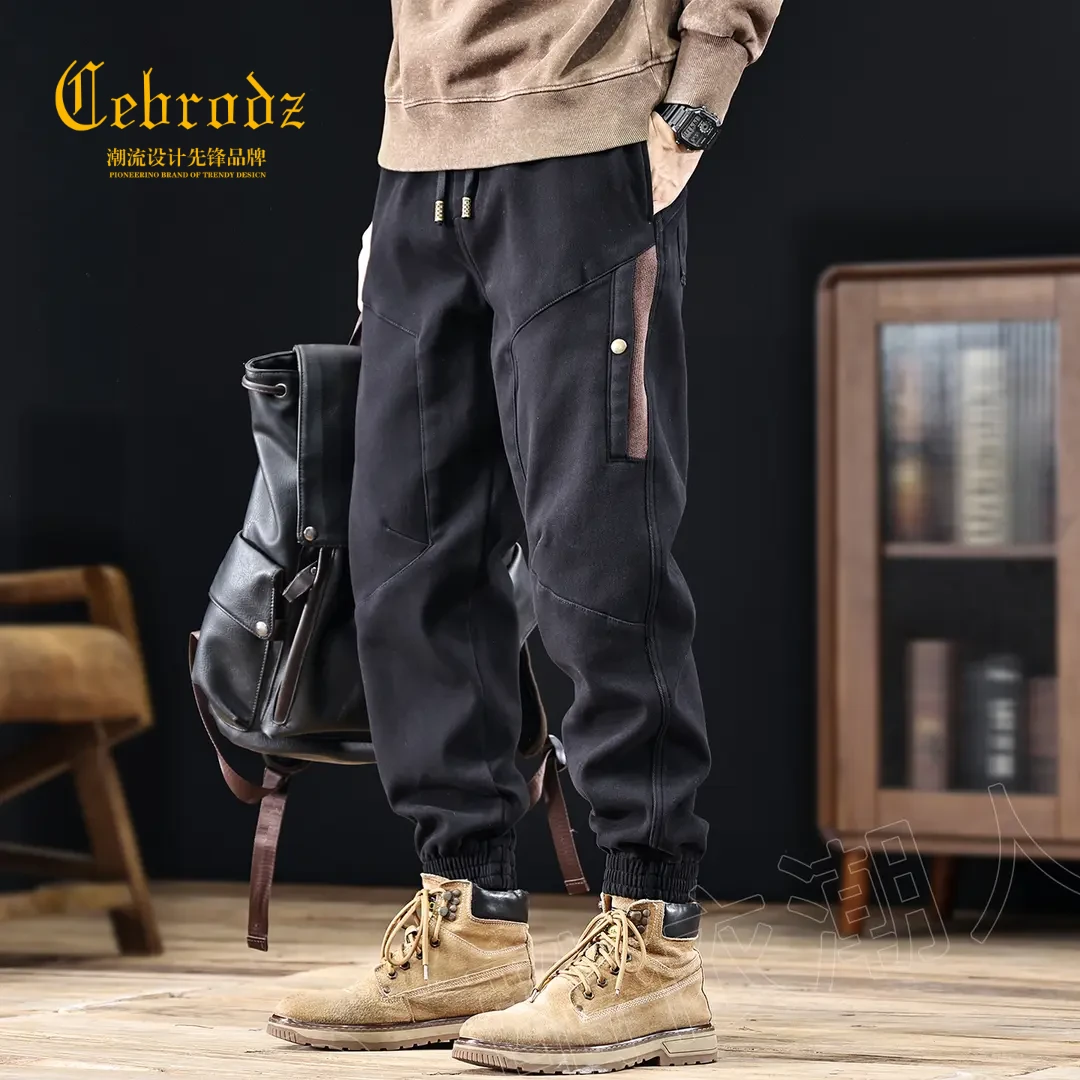 法国Cebrodz美式复古休闲工装裤男秋弹力舒适裤子高端宽松百搭