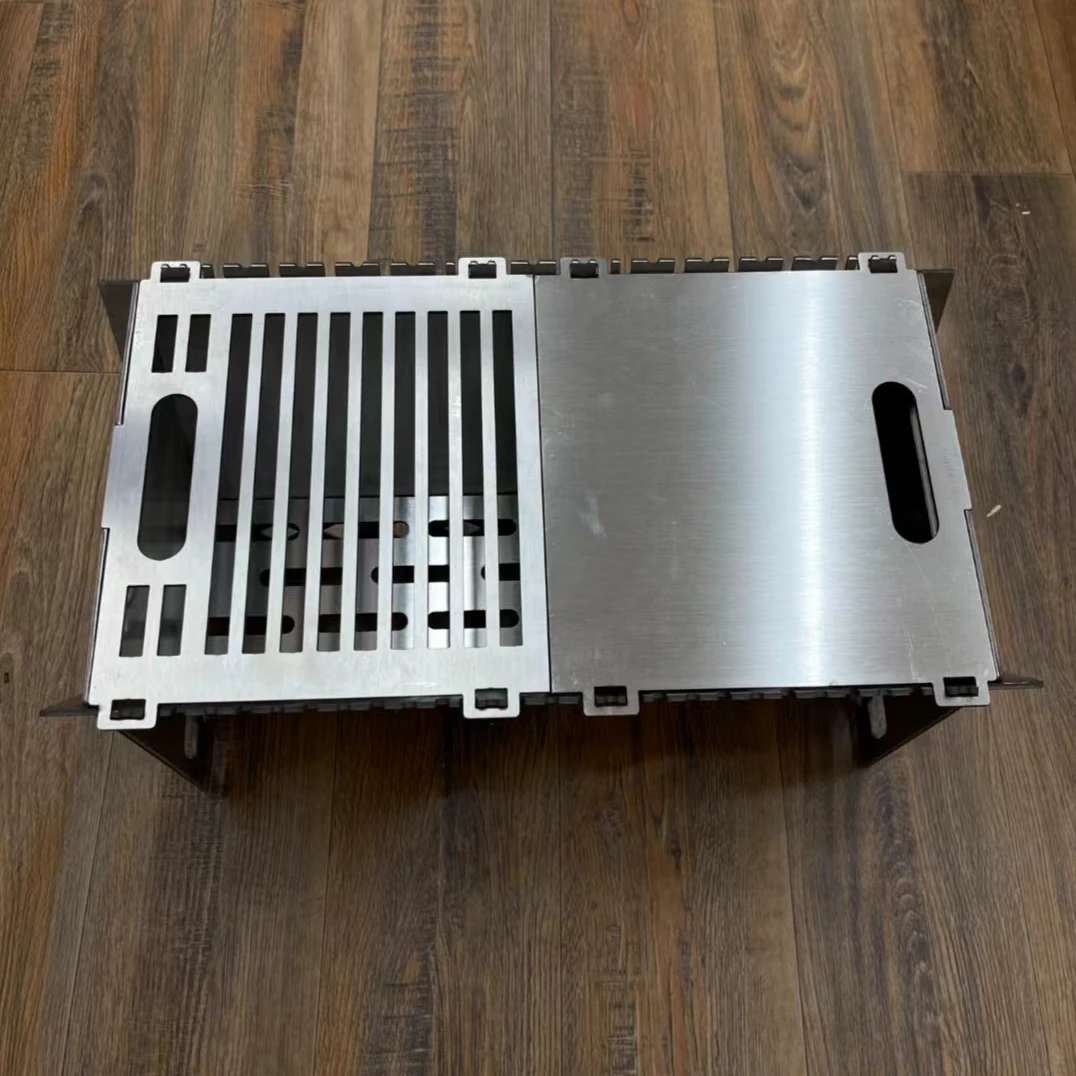 烧烤炉 加烤盘 加烤网 便携式  拼装版 木炭烧烤炉