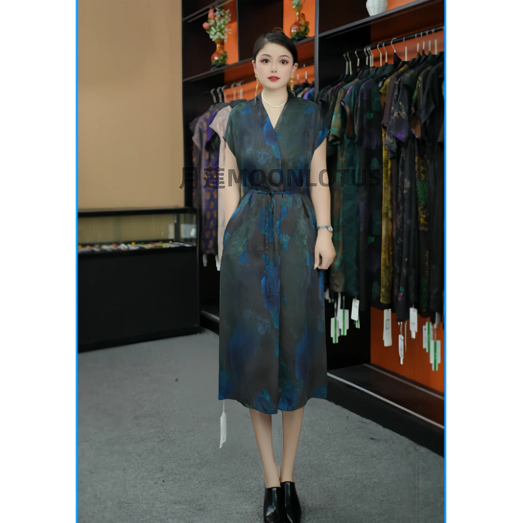 52346  夏季新款休闲通勤风复古中式连衣裙夏季气质裙子