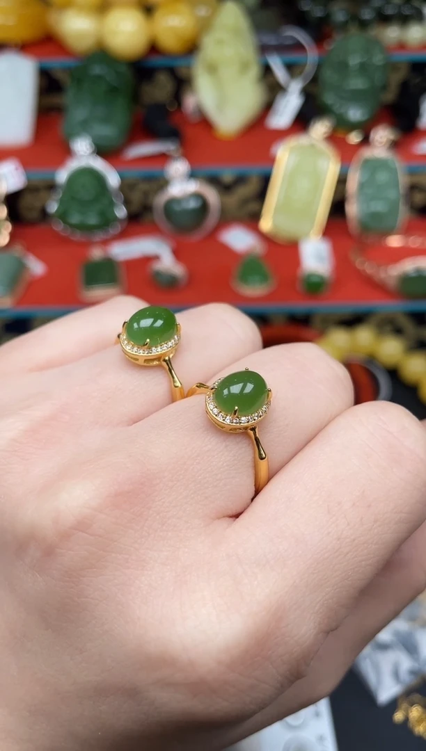 和田玉戒指银S925镶嵌戒指多样性发其一f069